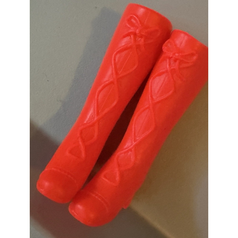 Vintage 1970's Barbie Doll World of Love Soft Squishy Coral Lace-up Boots Shoes
